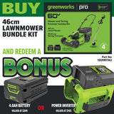 Greenworks 2502807 60V 46cm Lawnmower Bundle Kit [1305907AU]