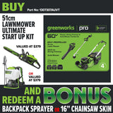 Greenworks LMC420 60V 51cm Lawnmower Ultimate Start Up Kit [1307307AUVT]