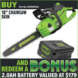 Greenworks CS60L414 60V Pro 18" 2.0kW Brushless Chainsaw
