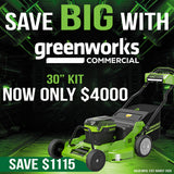 Greenworks 82LM30S 82V 30″ Self-Propelled Lawn Mower Bundle Kit