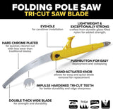Jameson Folding Pole Saw 13" Barracuda Hard Chrome Plated Tri-Cut Saw Blade PS-4FS