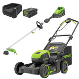 Greenworks 60V Pro Brushless Push Lawnmower & String Trimmer 4Ah Kit [CKMS26S1]