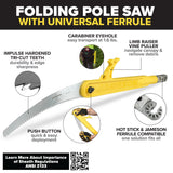 Jameson Folding Pole Saw 13" Barracuda Hard Chrome Plated Tri-Cut Saw Blade PS-4FS