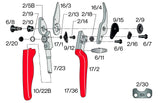 Felco 17 Left Hand Pruning Shears with Revolving Handle - Medium